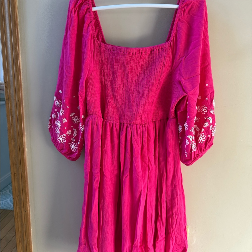 Torrid Size 0 Worn Once Pink Floral Embroidered SunDress